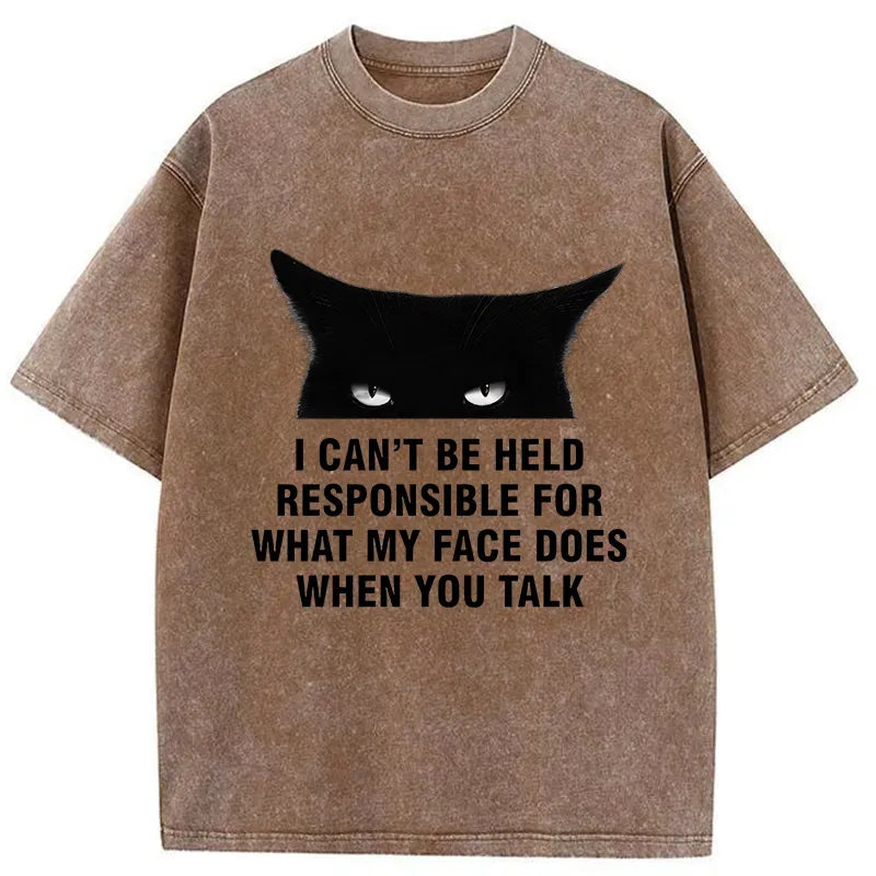 Japanese Cat Washed T-Shirt Trendy