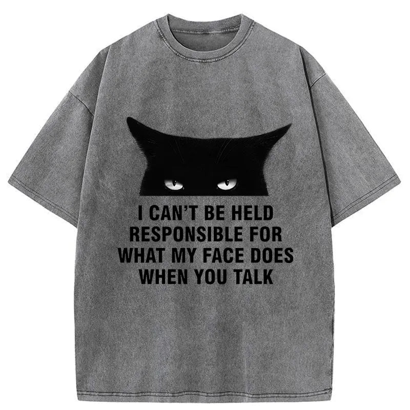 Japanese Cat Washed T-Shirt Trendy