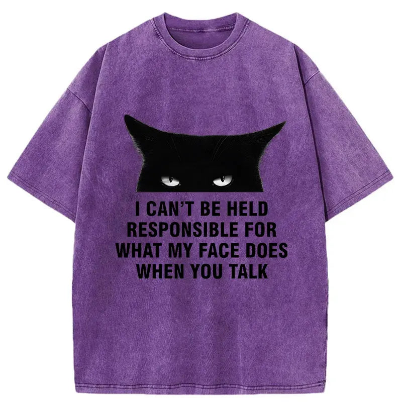 Japanese Cat Washed T-Shirt Trendy