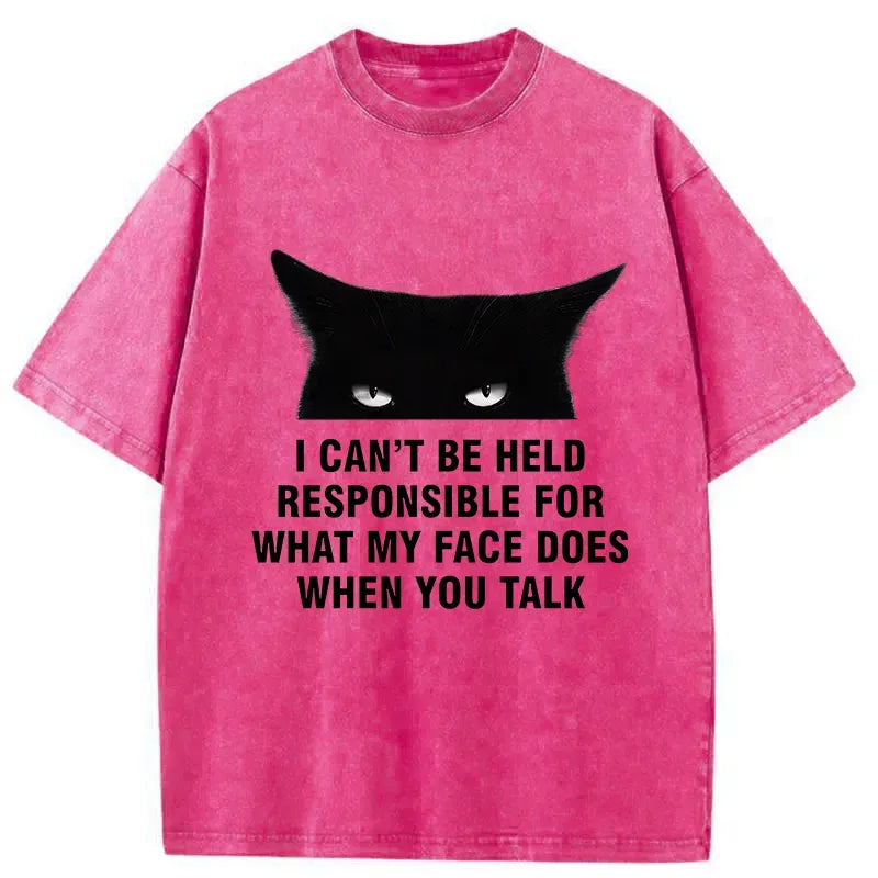 Japanese Cat Washed T-Shirt Trendy