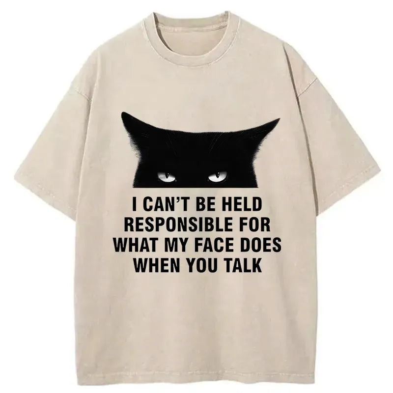 Japanese Cat Washed T-Shirt Trendy