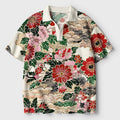 Kyoto-Lion Floral Splendor Crochet Polo Shirt