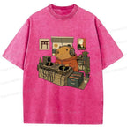 Funny Capybara Washed T-Shirt for Summer