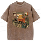 Kyoto-Lion Funny Capybara DJ Washed T-Shirt