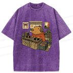 Funny Capybara Washed T-Shirt for Summer