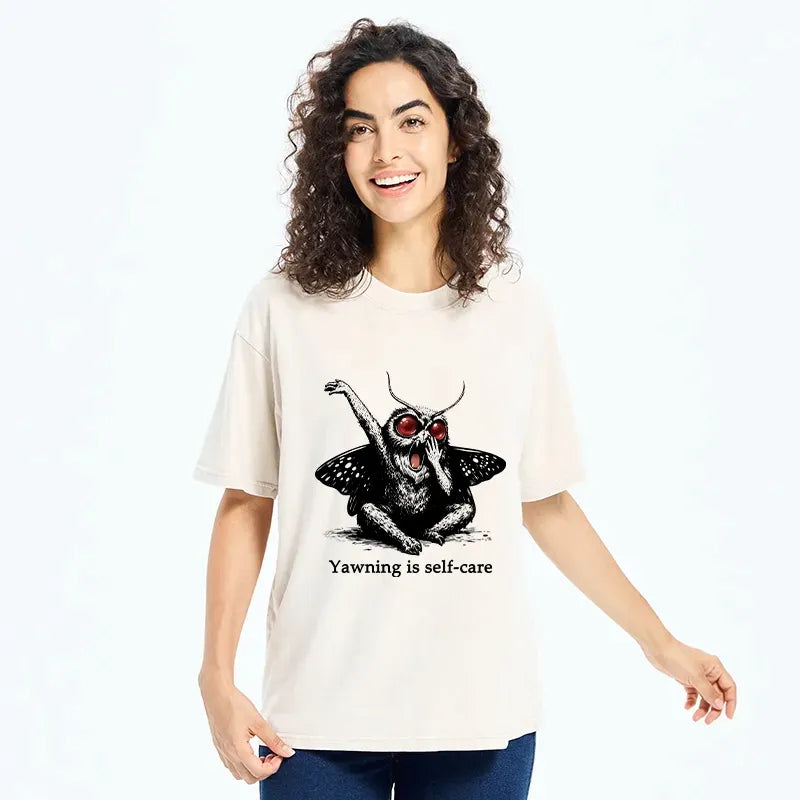 Self Care Yawning Lion T-Shirt for Weekend