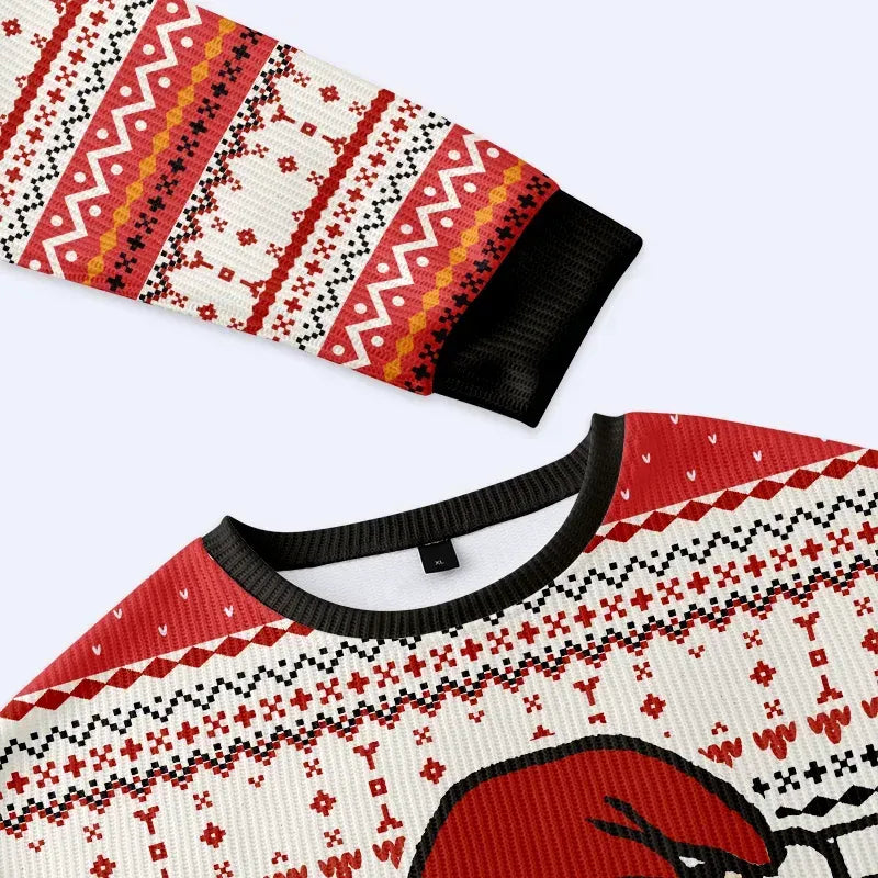 Kyoto-Lion Arrested Cat Christmas Ugly Sweatshirt