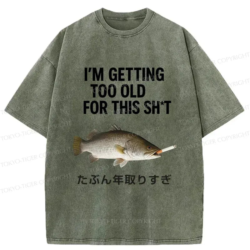 Funny Japanese Washed T-Shirt for Daily Wear