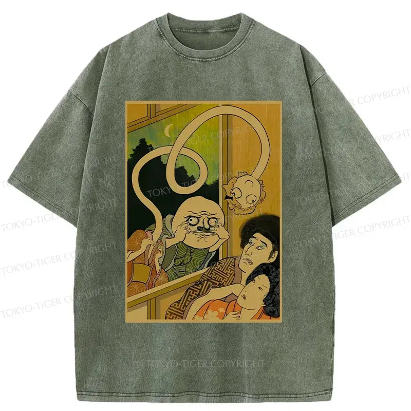 Kyoto-Lion Scary Japanese Monster Washed T-Shirt