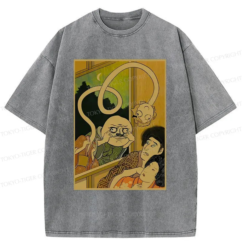 Kyoto-Lion Scary Japanese Monster Washed T-Shirt