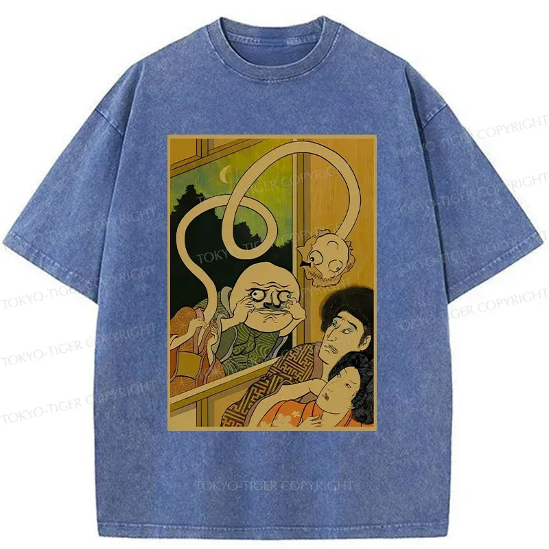 Kyoto-Lion Scary Japanese Monster Washed T-Shirt