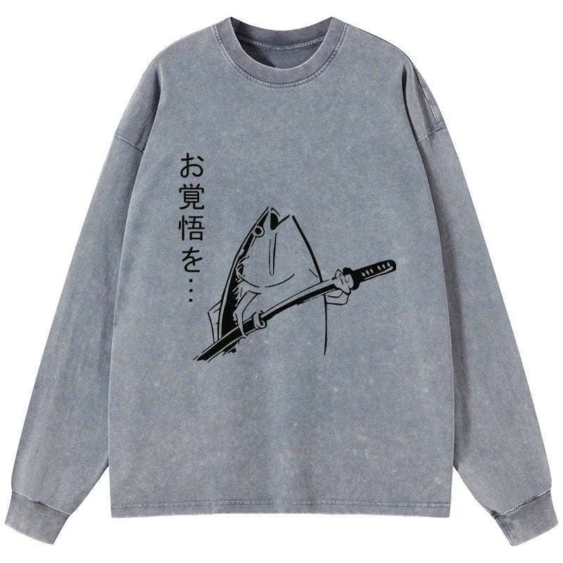 Japanese washed long sleeve t-shirt for daily wear