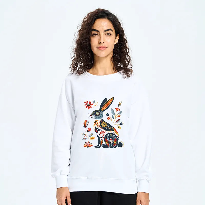 Kyoto-Lion Folk Hare Bloom Classic Sweatshirt