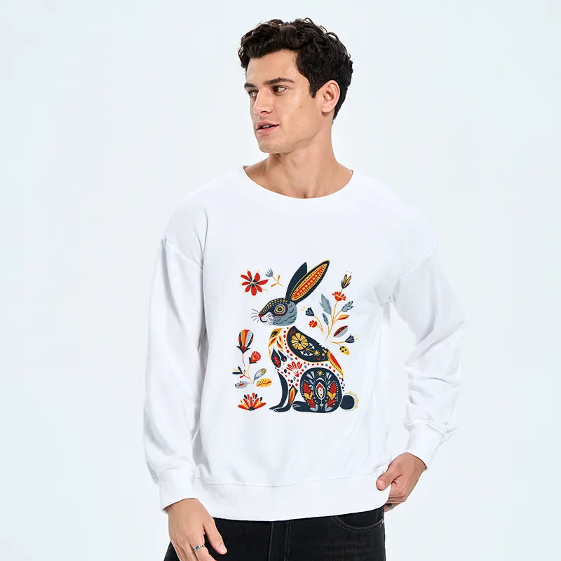 Kyoto-Lion Folk Hare Bloom Classic Sweatshirt