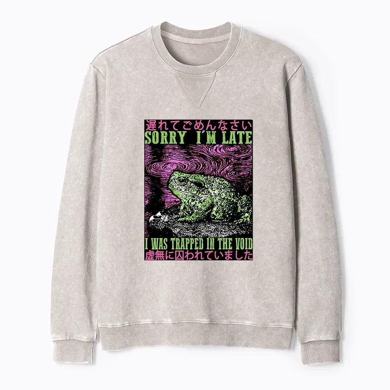 Kyoto-Lion Frogs Trapped In The Void Washed Terry Sweatshirt