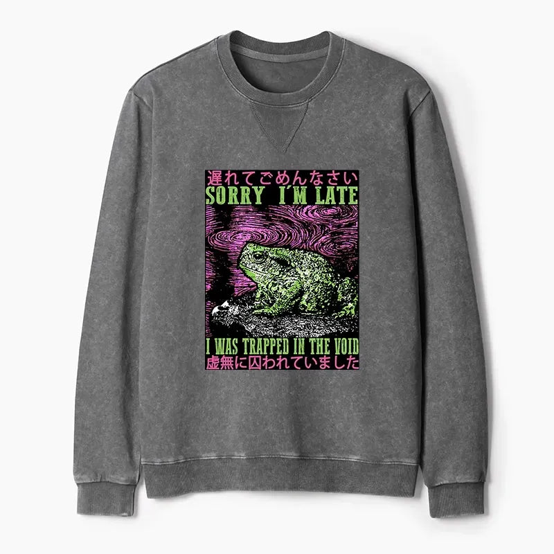Kyoto-Lion Frogs Trapped In The Void Washed Terry Sweatshirt