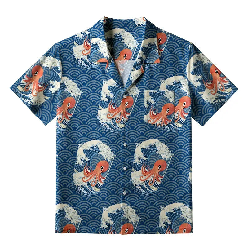 Great Wave Off Octopus Men's Hawaiian Shirt