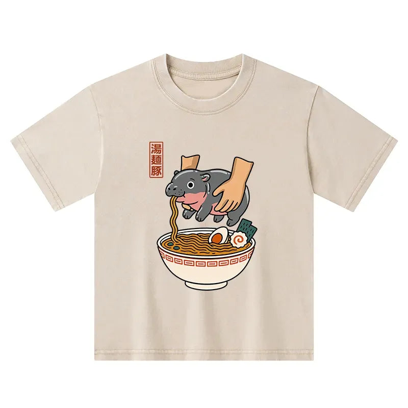Kyoto-Lion Noodles Got Me Kids Washed T-Shirt