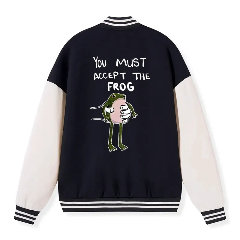 Japanese Vintage Frog Embroidery Varsity Jacket