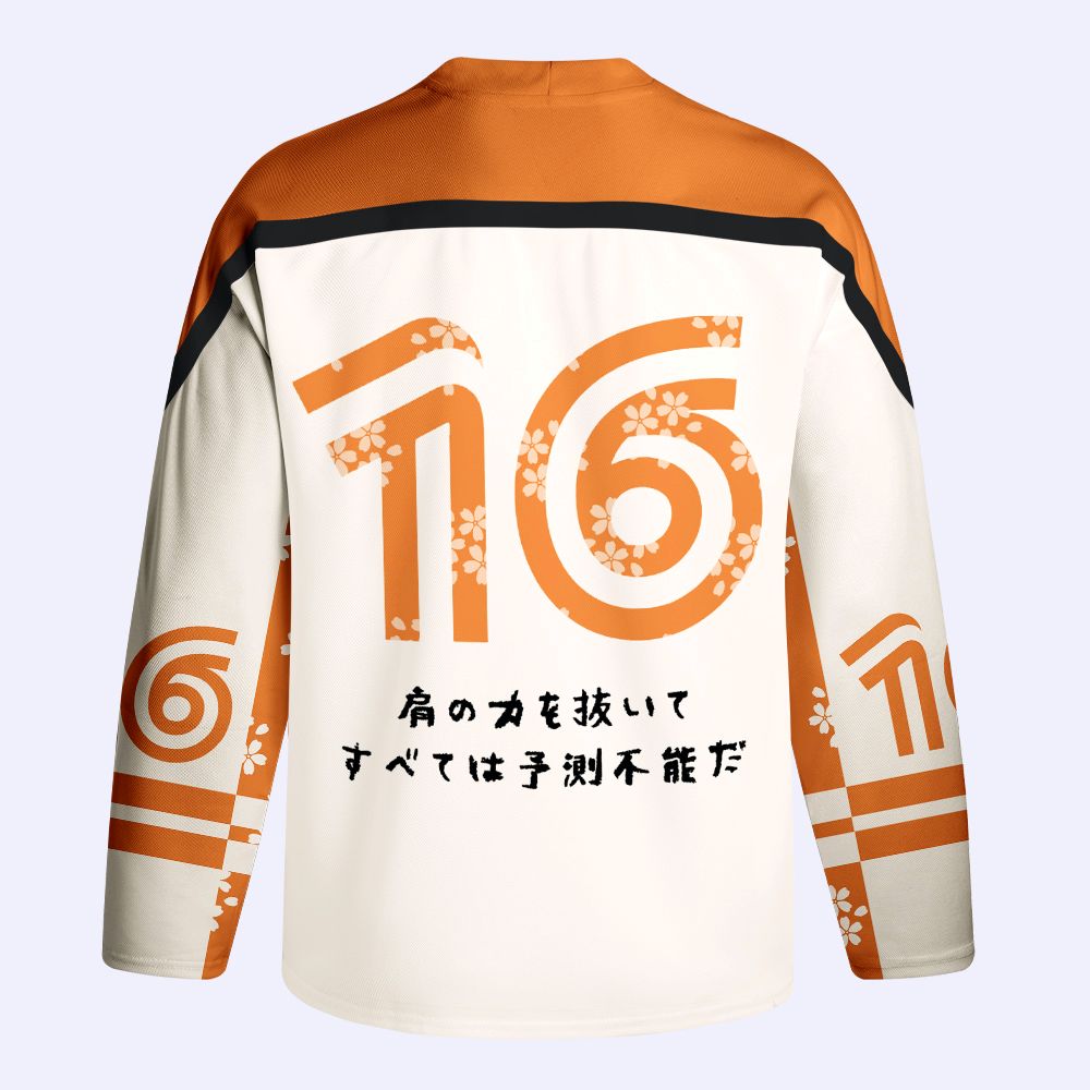 Kyoto-Lion Zen Relax Cat Graphic Long-Sleeve Hockey Jersey