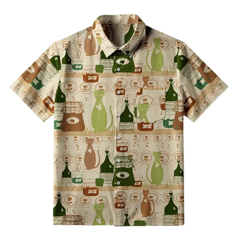 Traditional Japanese Button-up Shirt for Streetwear