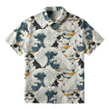 Kyoto-Lion Funny Cat Surfing Button-up Shirt