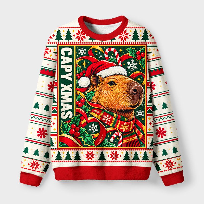 Kyoto-Lion Capybara In Christmas Costume Christmas Ugly Sweatshirt