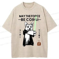 Kyoto-Lion Funny Corgi Warrior Washed T-Shirt