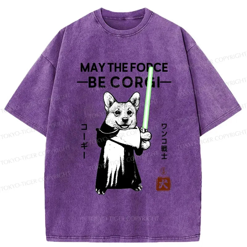 Funny Corgi Warrior Washed T-Shirt