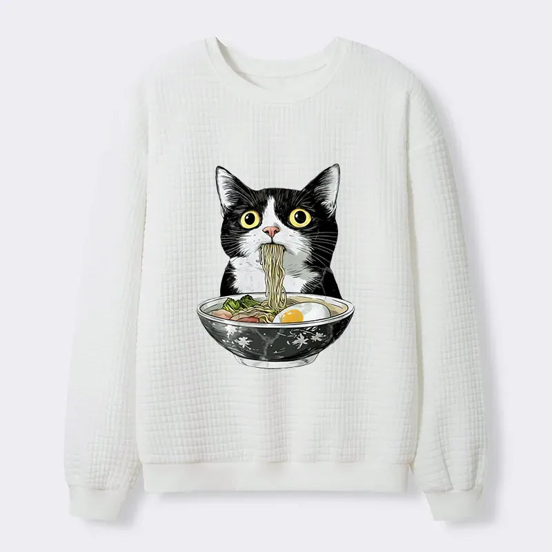 Cute Cat Eating Ramen Sweatshirt for Japan Fans