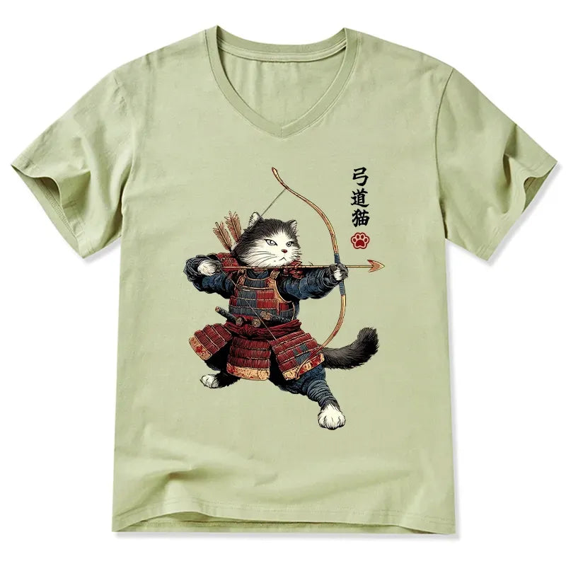 Japanese Samurai Cat T-Shirt Premium Quality