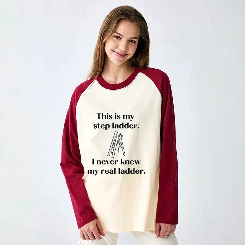Kyoto-Lion A Real Ladder Funny Raglan Long Sleeve T-shirt
