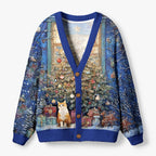 Kyoto-Lion Meowy Christmas Wonderland Ugly Cardigan Sweater