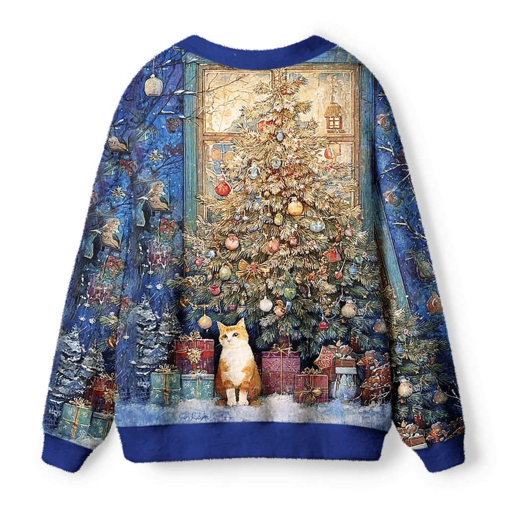 Kyoto-Lion Meowy Christmas Wonderland Ugly Cardigan Sweater