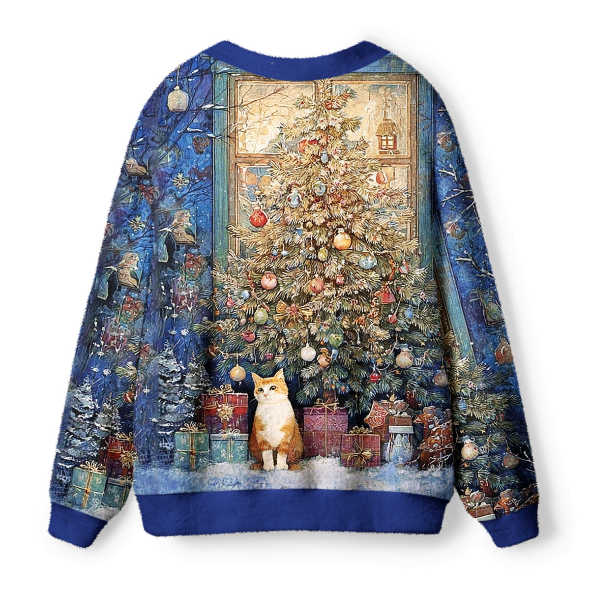 Kyoto-Lion Meowy Christmas Wonderland Ugly Cardigan Sweater