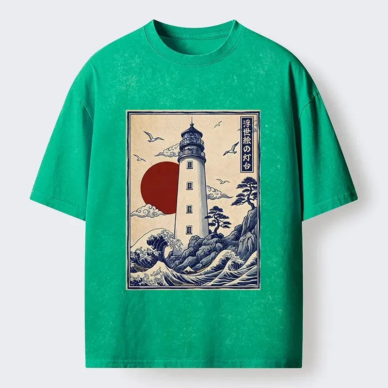 kyoto lion sunrise print t-shirt for summer