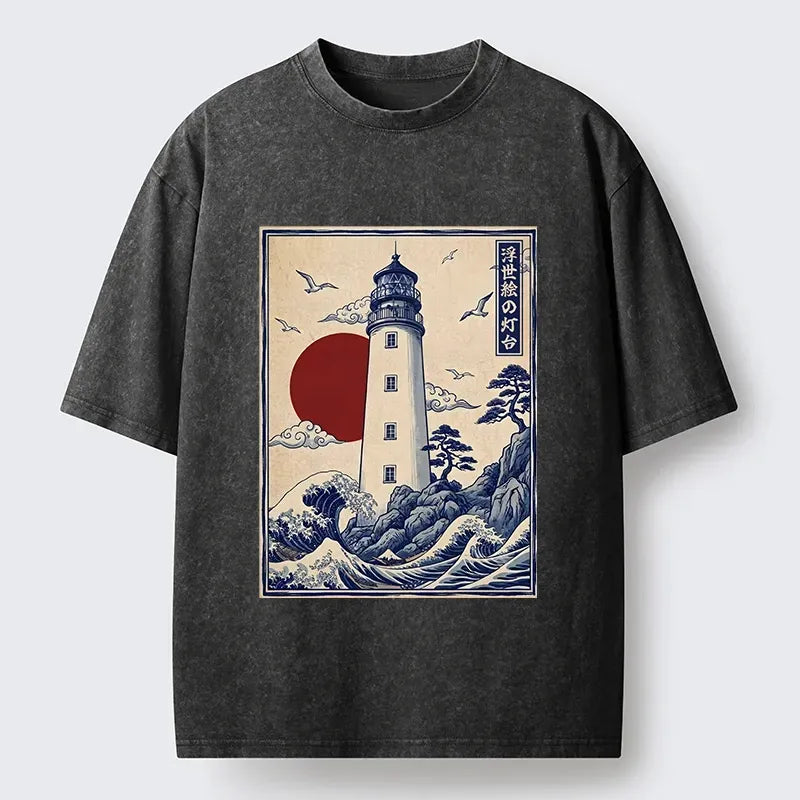 Japanese wave washed t-shirt on sale