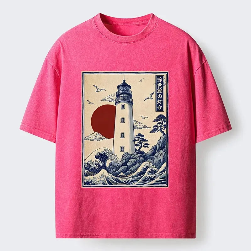 kyoto lion sunrise print t-shirt for summer