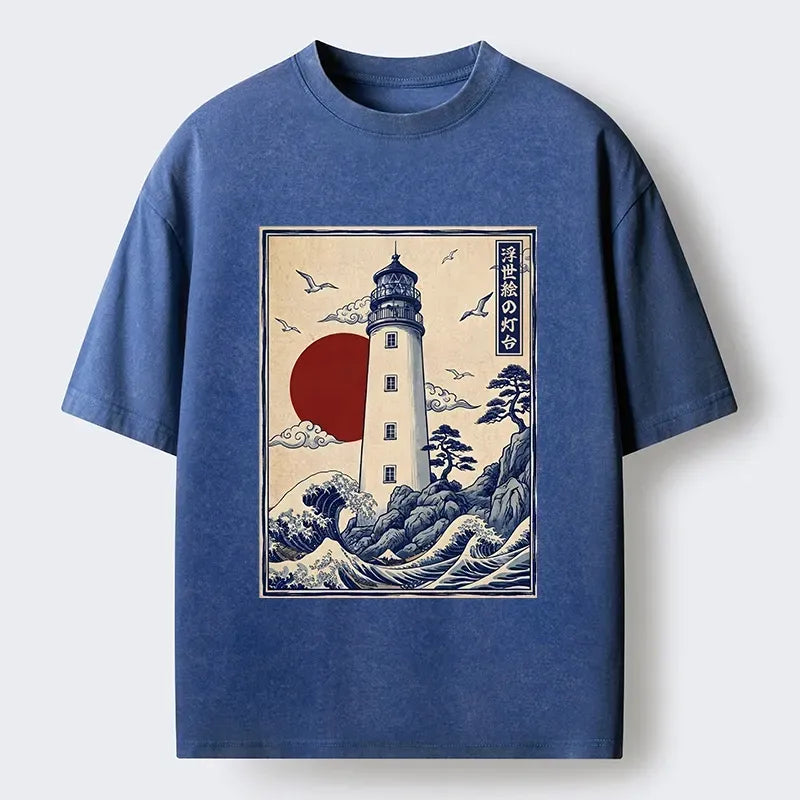 kyoto lion sunrise print t-shirt for summer