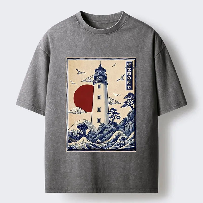Japanese wave washed t-shirt on sale