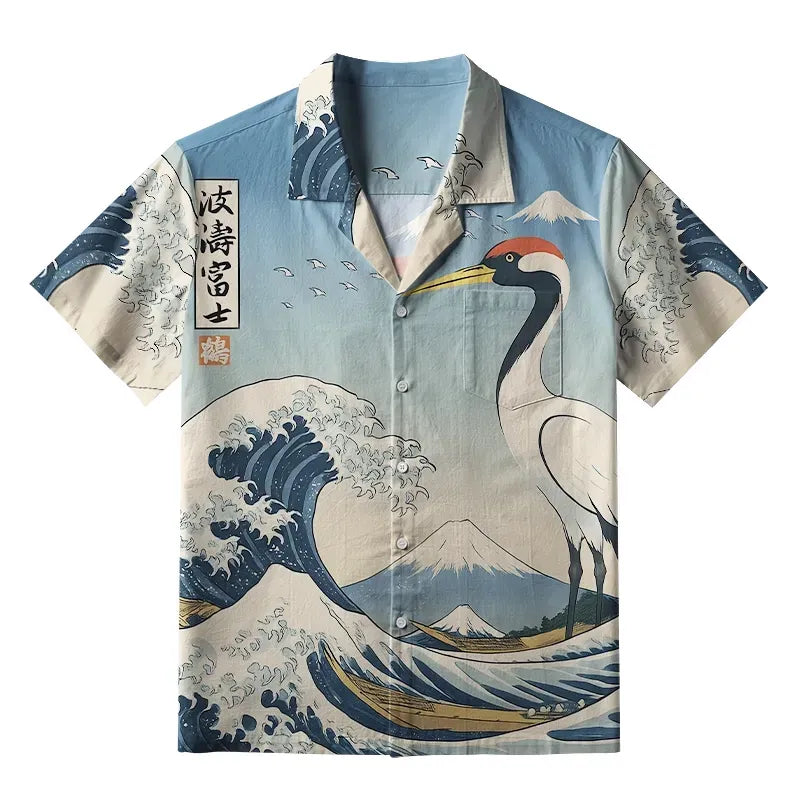 Kyoto-Lion The Great Wave Off Crane Aloha Hawaiian Shirt