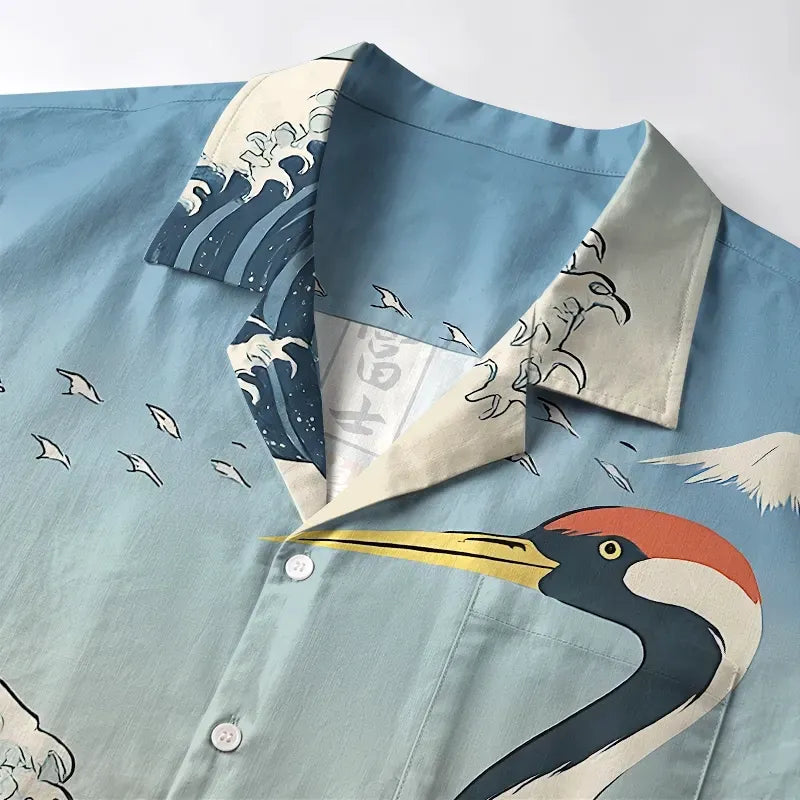 Kyoto-Lion The Great Wave Off Crane Aloha Hawaiian Shirt