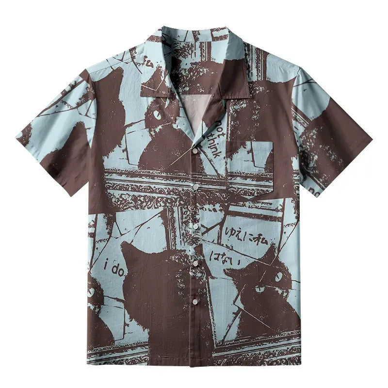 Japanese Cat Aloha Shirt for Summer