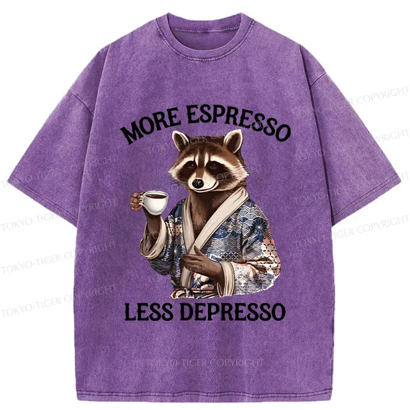 Japanese Raccoon Drinking Coffee T-Shirt