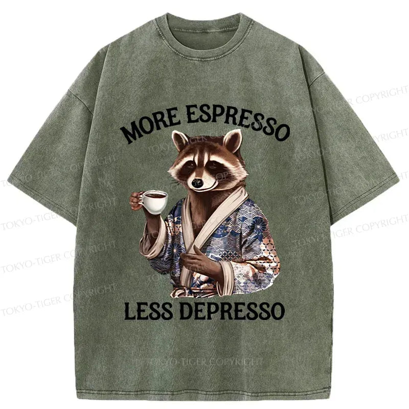 Japanese Raccoon Drinking Coffee T-Shirt