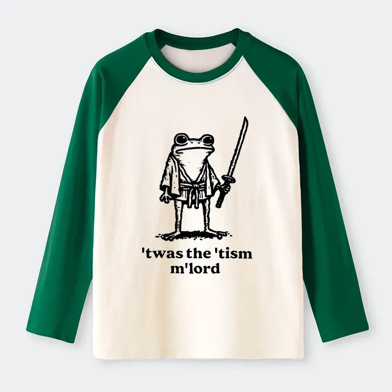 Kyoto-Lion Focused Samurai Frog Raglan Long Sleeve T-shirt