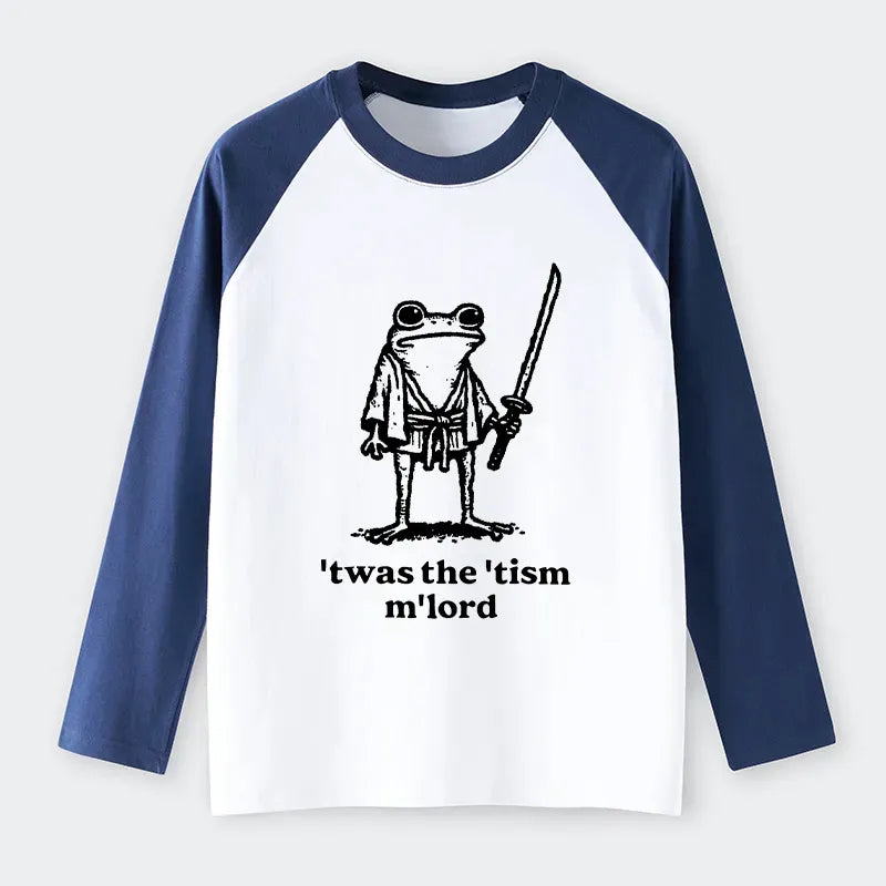 Kyoto-Lion Focused Samurai Frog Raglan Long Sleeve T-shirt