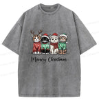 Japanese Washed T-Shirt with Kittens for Christmas