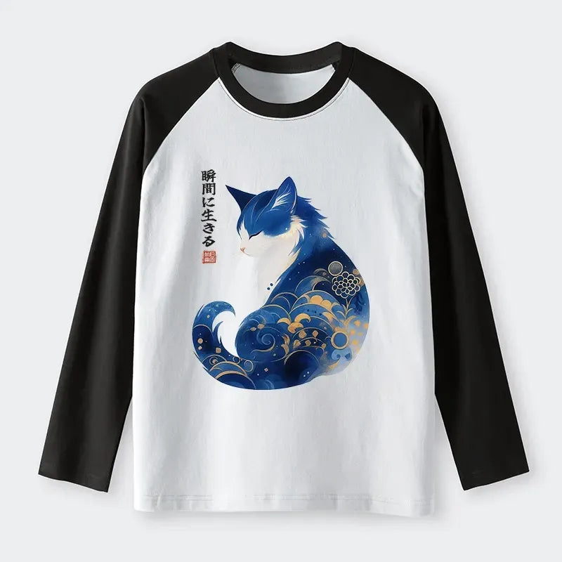 Japanese Zen Cat Tee for Streetwear