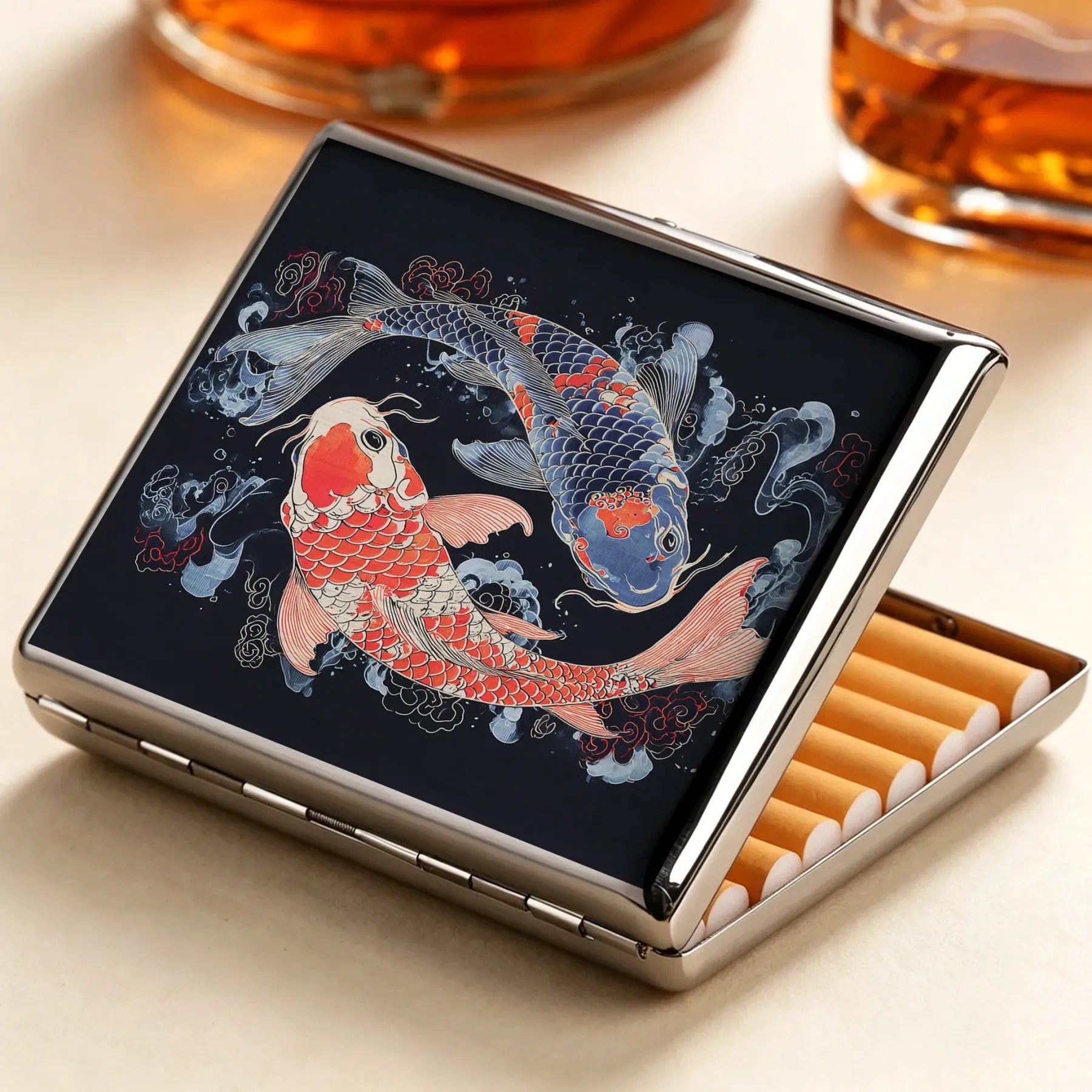 Kyoto-Lion Two Koi Carps Cigarette Case